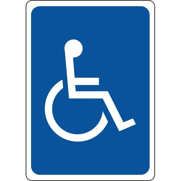 Hy-Ko Restroom Disabled Symbol Sign, White Plastic, 10" X 6", Package Of 5