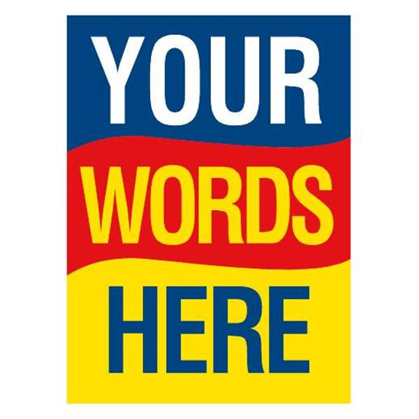 Aluminum Semi-Custom Vertical Amenity Sign, Blue/Red/Yellow, 18 X 24