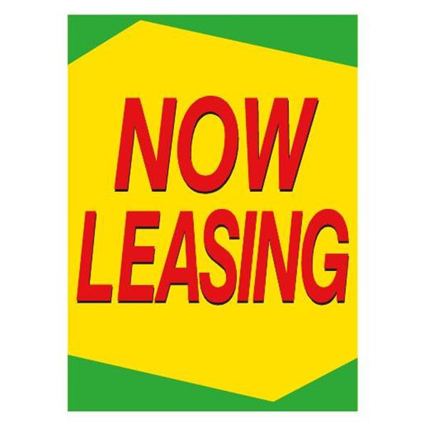 Coroplast Now Leasing Vertical Amenity Sign, Green/Yellow, 18 X 24