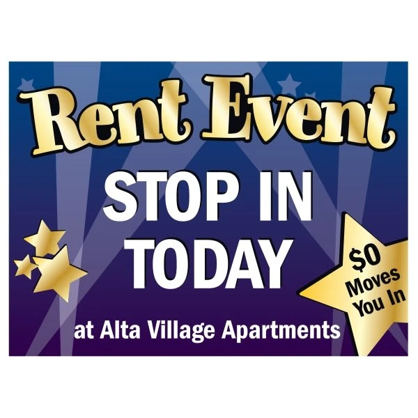 Coroplast Semi-Custom Sign, Move In Madness Rent Event 3, 24 X 18