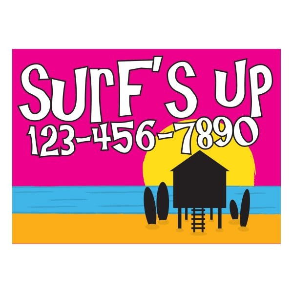 Coroplast Semi-Custom Yard Sign, Surf, 24 X 18