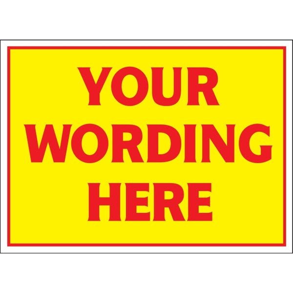 Aluminum Semi-Custom Amenity Sign, Red And Yellow, 24 X 18