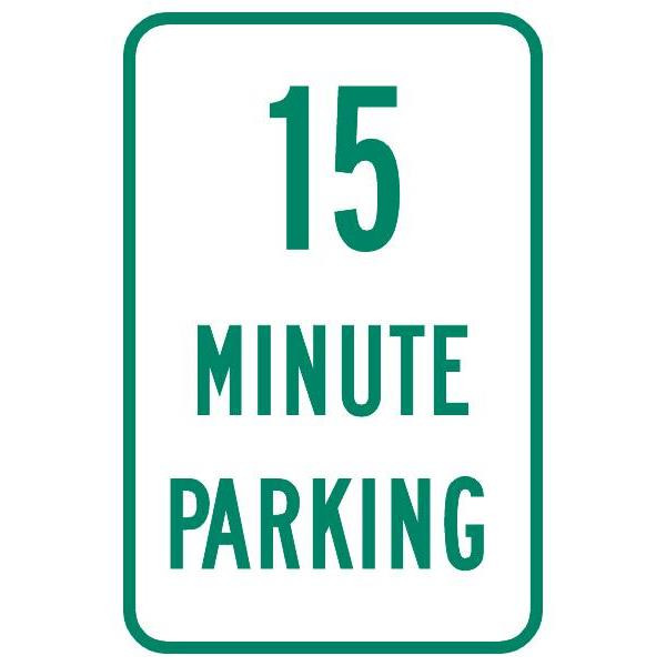 15 Minute Parking Sign, Non-Reflective, 12 X 18
