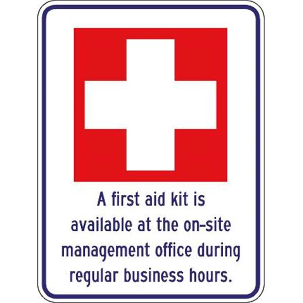 A First Aid Kit Is Available...  Sign, Non-Reflective, 18 X 24"