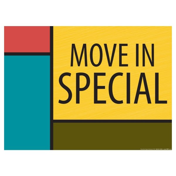 Aluminum Move In Special Amenity Sign, Geometric, 24 X 18