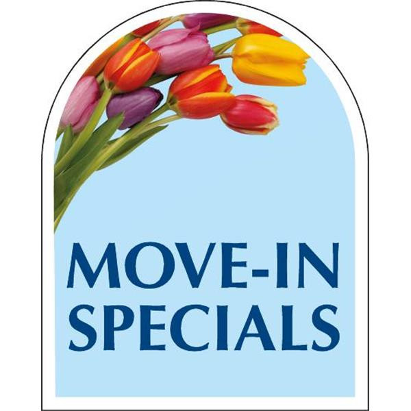 Aluminum Move In Specials Arched Amenity Sign, Tulips, 24 X 30
