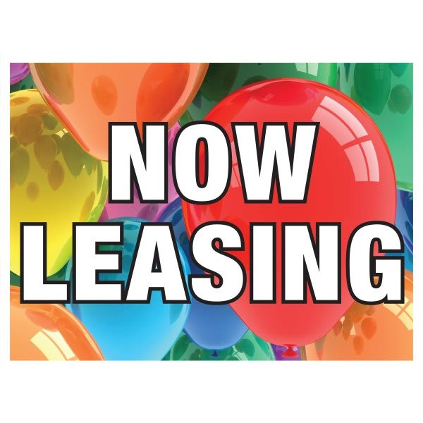 Aluminum Now Leasing Amenity Sign, Bright Balloons, 24 X 18