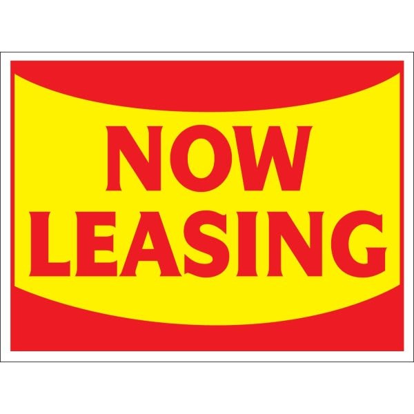 Aluminum Now Leasing Amenity Sign, Red And Yellow, 24 X 18