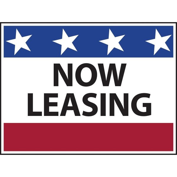 Aluminum Now Leasing Reflective Amenity Sign, Patriotic, 24 X 18