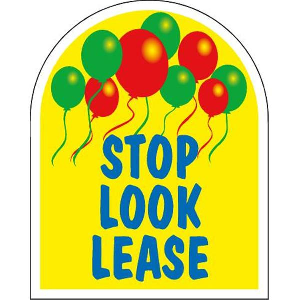 Aluminum Stop Look Lease Arched Amenity Sign, Balloons, 24 X 30