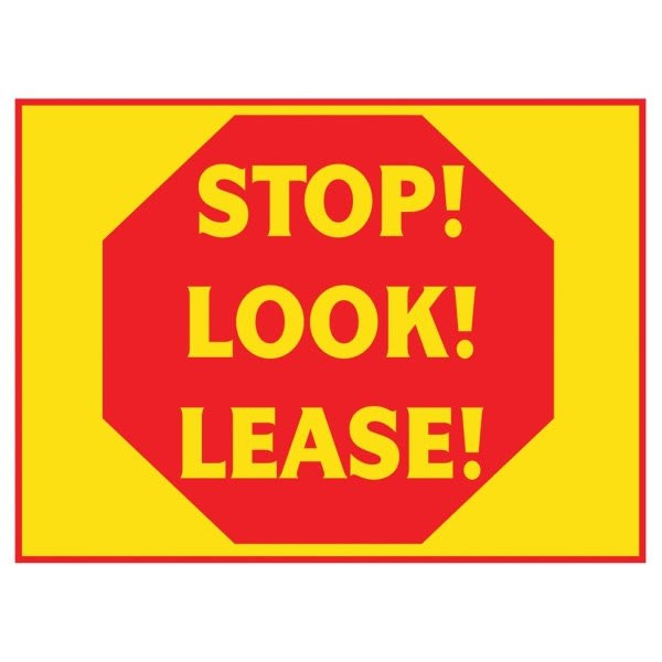 Aluminum Stop Look Lease Reflective Amenity Sign, Yellow/Red, 24 X 18