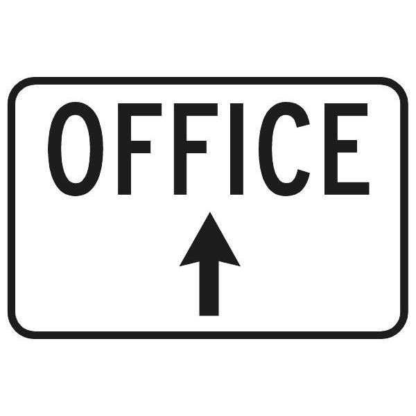 Amano "Office" Sign With Up Arrow/Horizontal, Reflective, 18 X 12"