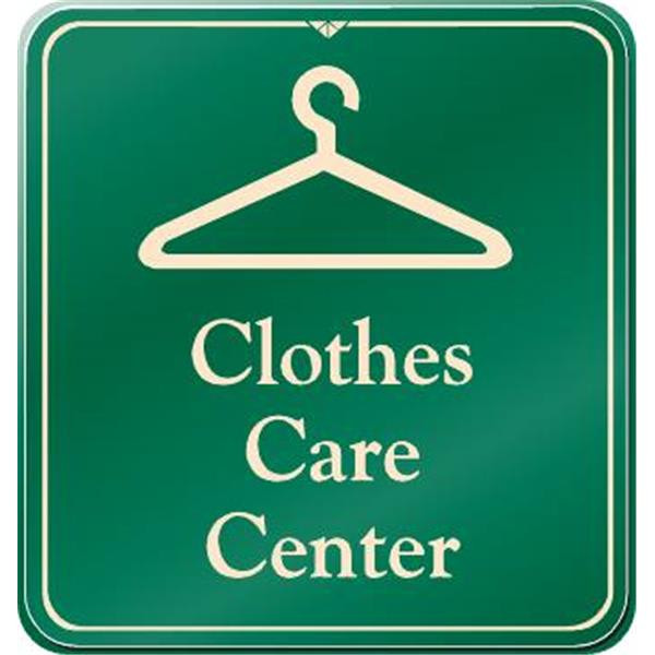 Clothes Care Center Interior Sign, Green, 9 X 9-1/2