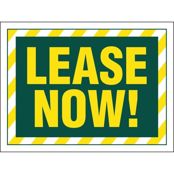 Coroplast Lease Now! Reflective Amenity Sign, Yellow/White Border, 24 X 18