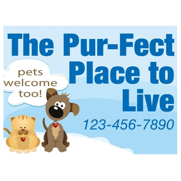 Coroplast Semi-Custom Yard Sign, Cats And Dogs, 24 X 18