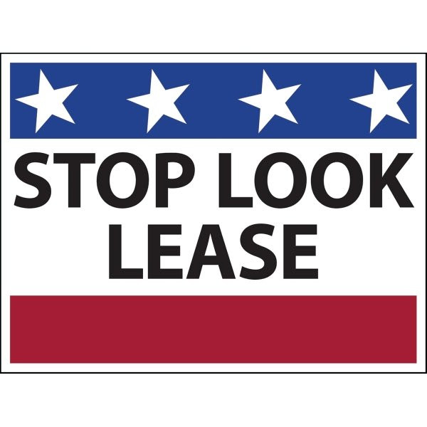 Coroplast Stop Look Lease Reflective Amenity Sign, Patriotic, 24 X 18