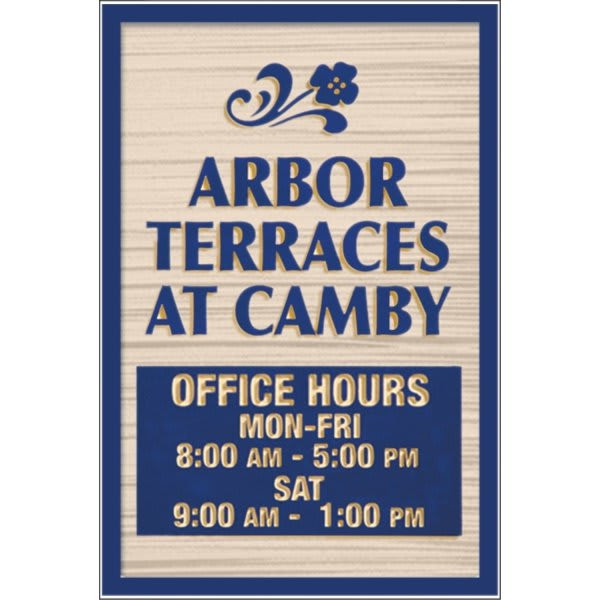 Custom Dimensional Sign With Straight Corners, Wood Grain Finish, 24 X 36