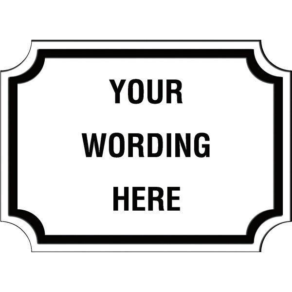 Custom Layered Color Sign With Notched Corners, White/Black, 22 X 16