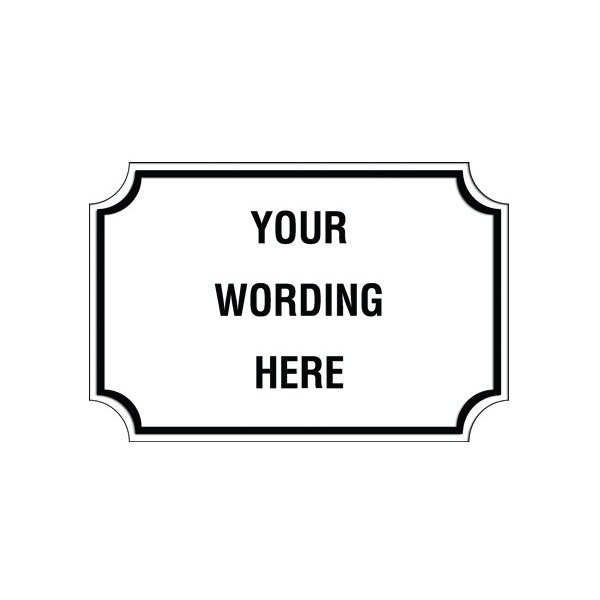 Custom Layered Color Sign With Notched Corners, White/Black, 36 X 24