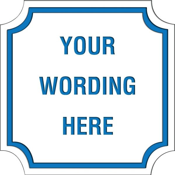 Custom Layered Color Sign With Notched Corners, White/Blue, 24 X 24