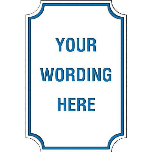 Custom Layered Color Sign With Notched Corners, White/Blue, 24 X 36