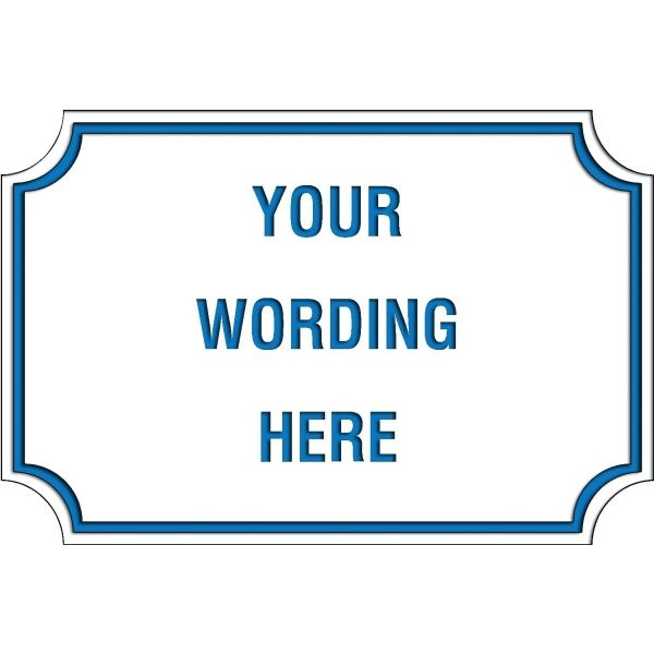 Custom Layered Color Sign With Notched Corners, White/Blue, 36 X 24