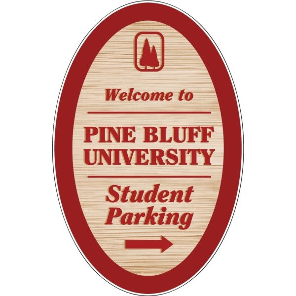 Custom Oval Dimensional Sign, Wood Grain Finish, 11 X 17