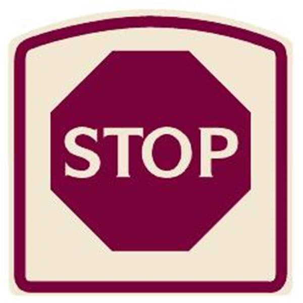 Designer Stop Sign, Burgundy On Ivory, 16 X 16