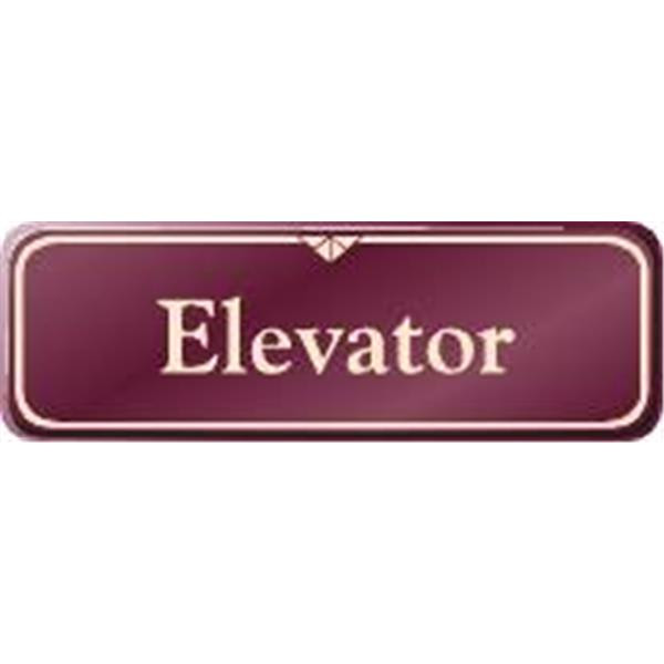 Elevator Interior Sign, Burgundy, 9 X 3