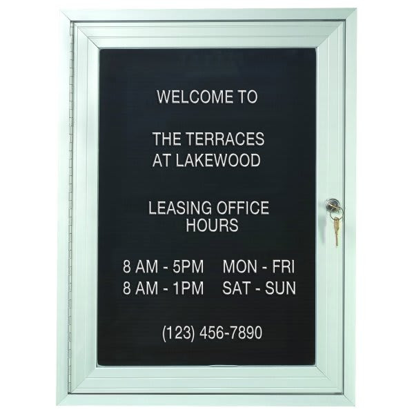 Enclosed Single Door Outdoor Directory Board With Lock, Wall Mount, 18 X 24"