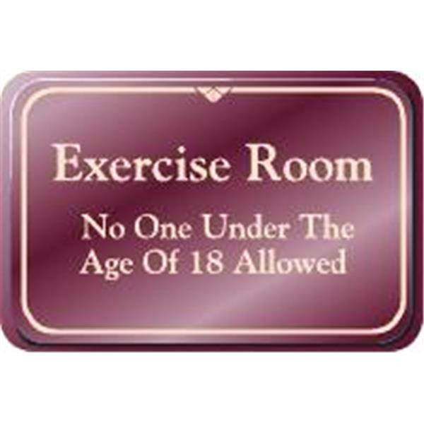 Exercise Room Interior Sign, Burgundy, 9 X 6