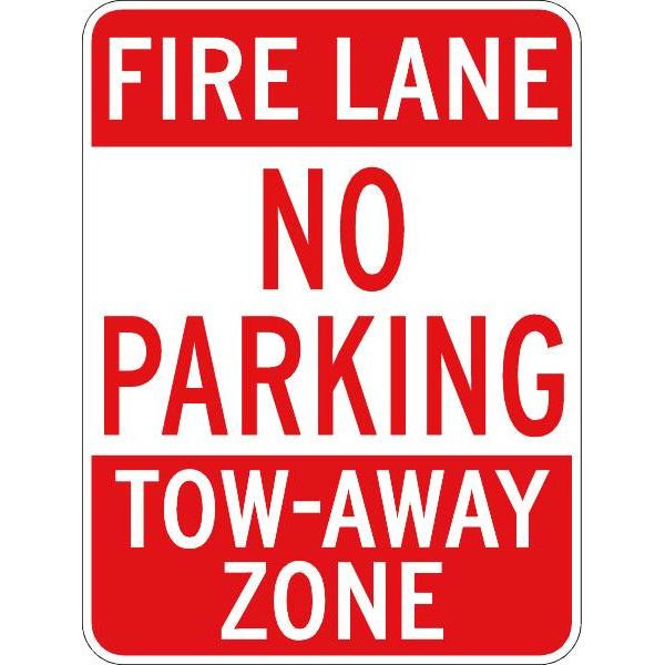 Fire Lane No Parking Sign, Reflective, 12 X 18