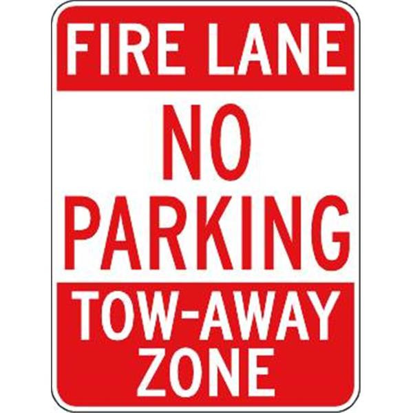 Fire Lane Tow-Away Zone Sign, Reflective, 18 X 24