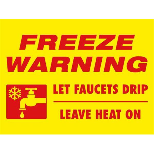 Freeze Warning Sign, Yellow Reflective, 24 X 18