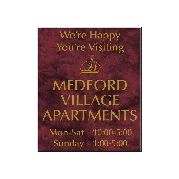 Front Engraved Sign, Red Marble, 10 X 12
