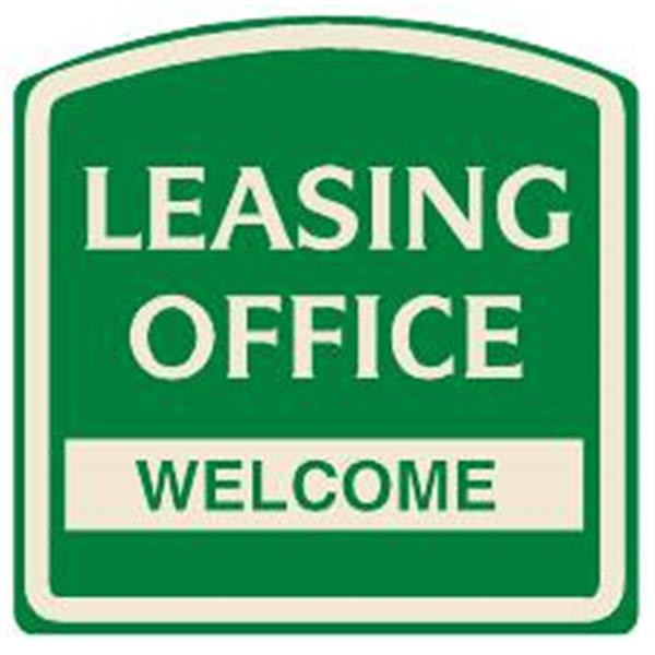 Leasing Office/Welcome Arched Designer Sign, Ivory On Green, 16 X 16
