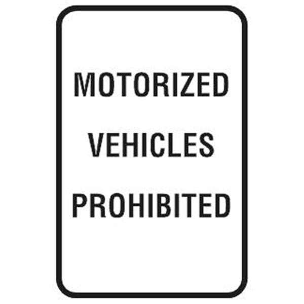 Motorized Vehicles Prohibited Sign, Reflective, 12 X 18