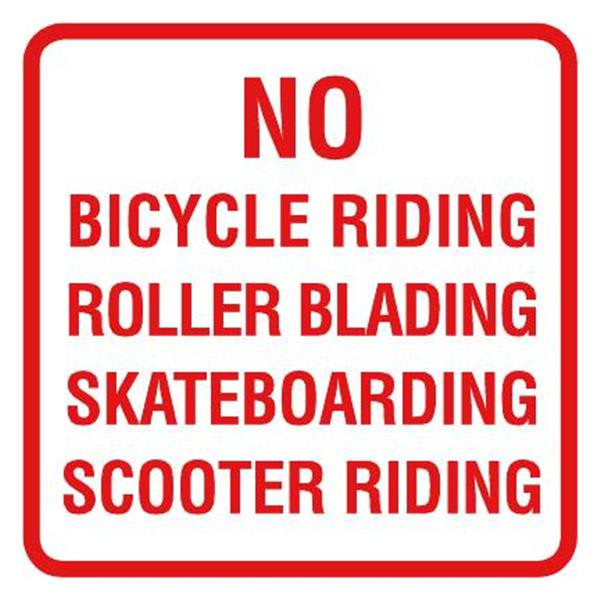 No Bicycle Riding Mini Sign, Reflective, 12 X 12"
