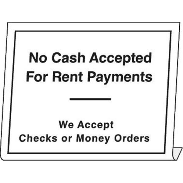 No Cash Accepted Desk Sign, 5 X 4