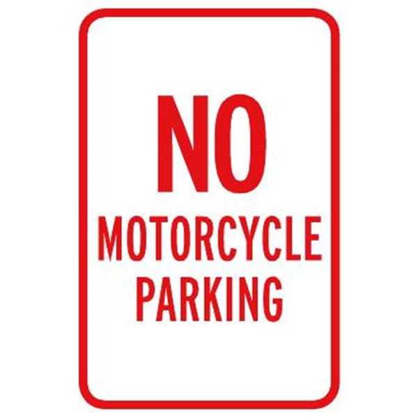 No Motorcycle Parking Sign, Reflective, 12 X 18