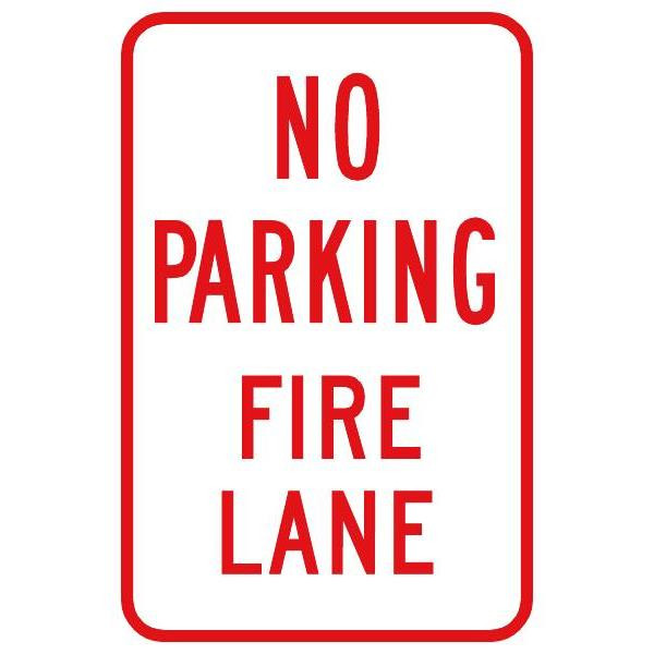 No Parking Fire Lane Sign, Non-Reflective, 12 X 18
