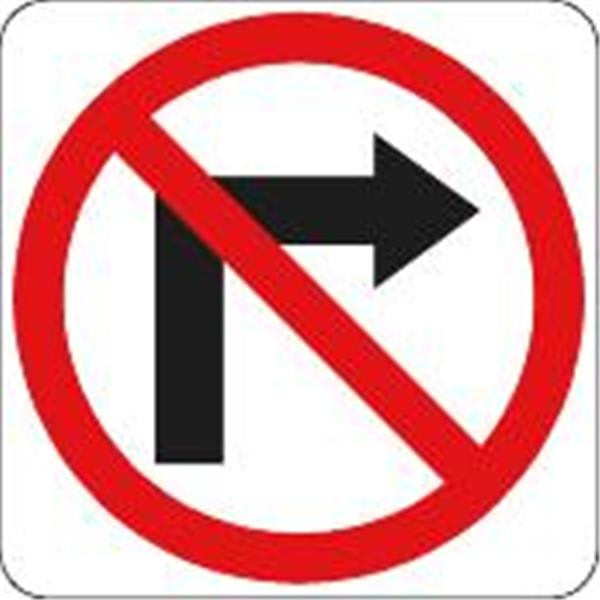 No Right Turn Symbol Sign, Reflective, 24 X 24
