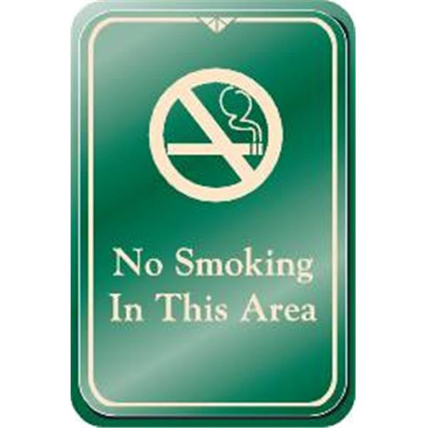 No Smoking In This Area Interior Sign, Green, 6 X 9