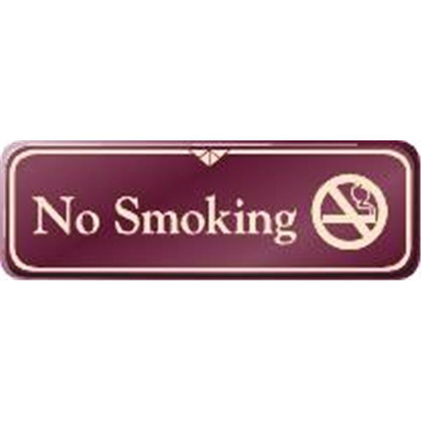 No Smoking Interior Sign, Burgundy, 9 X 3