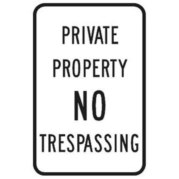 No Trespassing Sign, Black Non-Reflective, 12 X 18