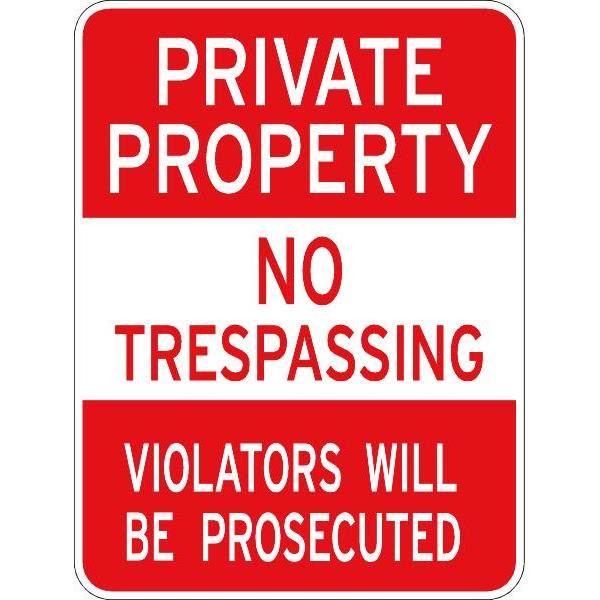 No Trespassing/Violators Prosecuted Sign, Non-Reflective, 18 X 24