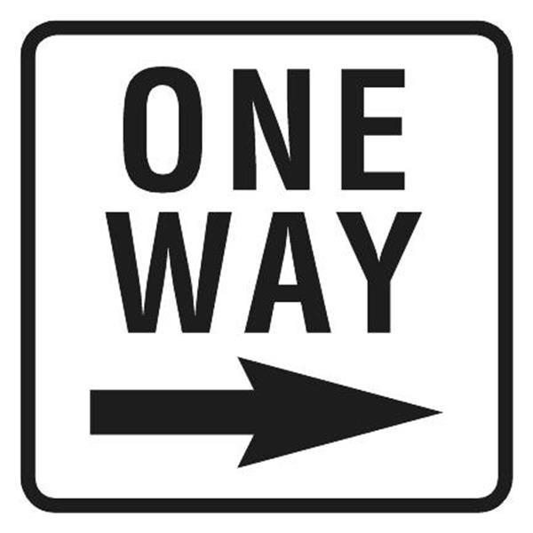 One Way Right Arrow Mini Sign, Non-Reflective, 12 X 12