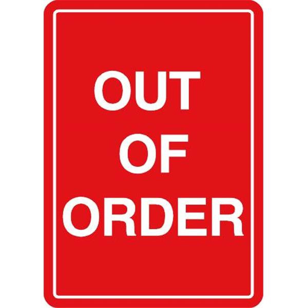Out Of Order One-Sided Magnetic Decal, 5 X 7, Pack Of 5