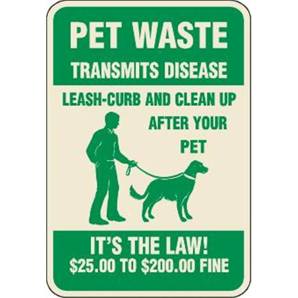 Pet Waste It'S The Law Sign, Ivory, Non-Reflective, 12 X 18