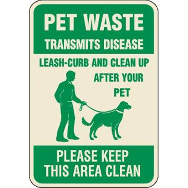 Pet Waste Please Keep This Area Clean Sign, Ivory, Non-Reflective, 12 X 18